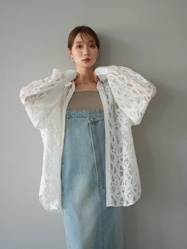 【預購】不對稱牛仔洋裝/奶白色