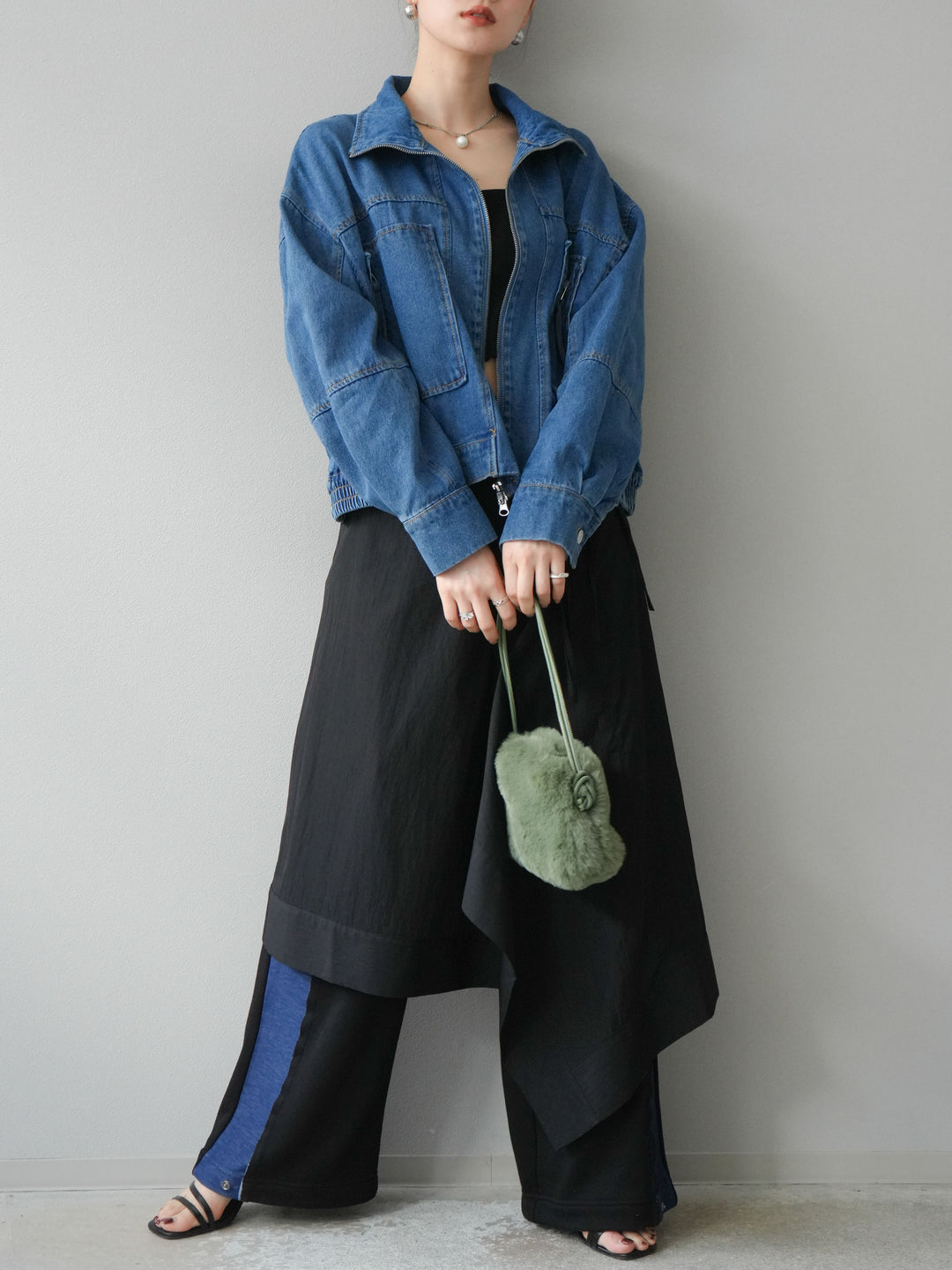 [予約]ZIPポケットデニムショートブルゾン/ブルー