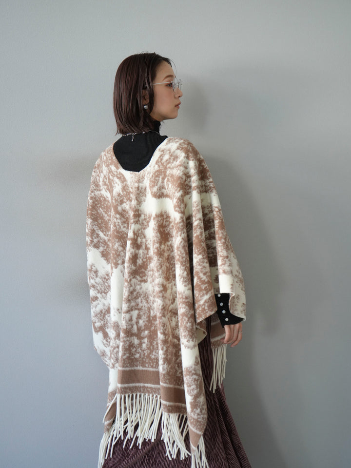 [SET]アブストラクト柄ストールポンチョ+選べるアクセセット(2set)