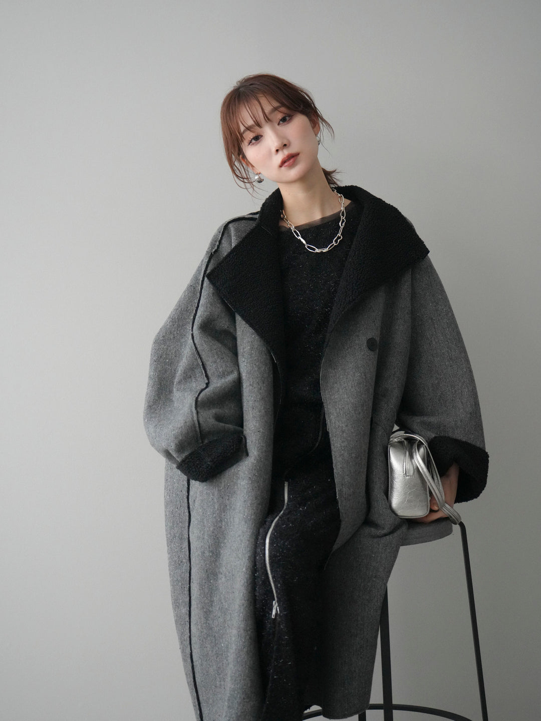 [予約]アウトシーム裏ボアコート/gray