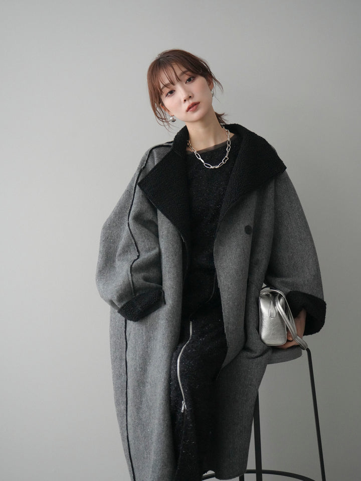 [予約]アウトシーム裏ボアコート/gray