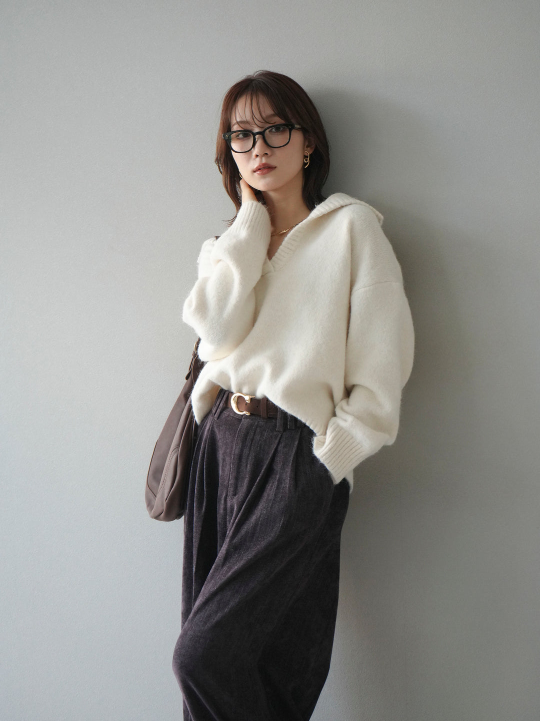 [予約]スキッパーニットプルオーバー/offwhite