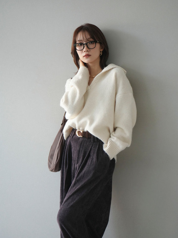 [予約]スキッパーニットプルオーバー/offwhite