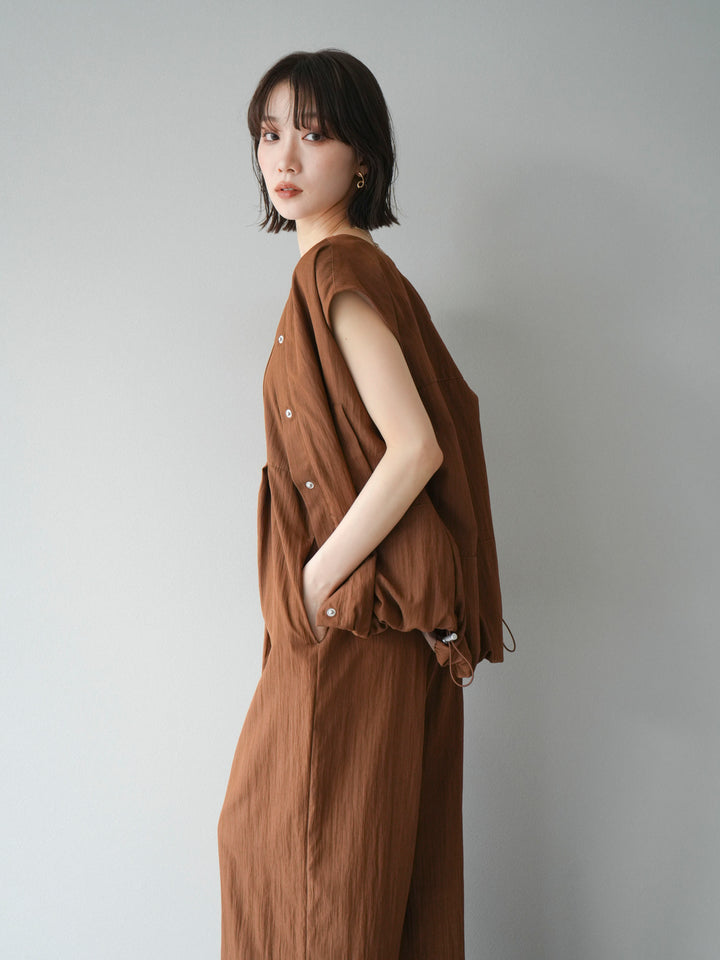 [SET]リネンライクビスチェデザインサロペット+リネンライクドロストバルーンブルゾン(2set)