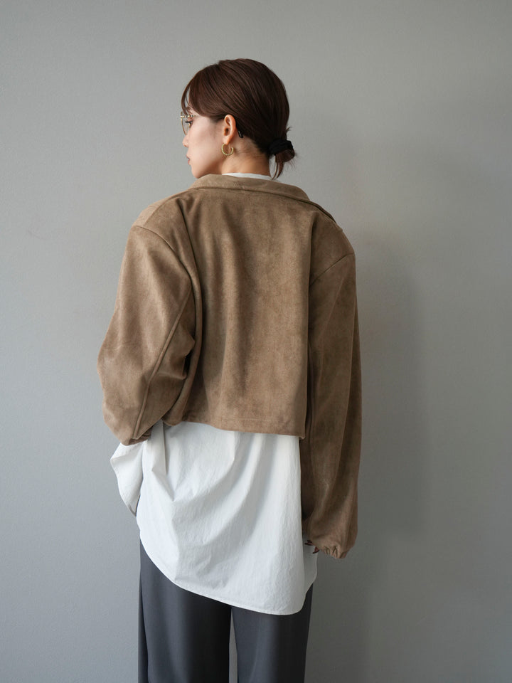 [予約]パンチングデザインスエードショートジャケット/ベージュ