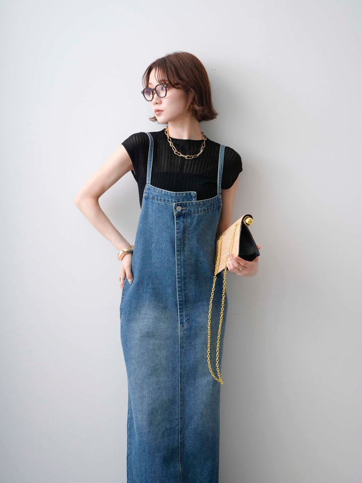 [予約]シアーリブフレンチニットトップス/black