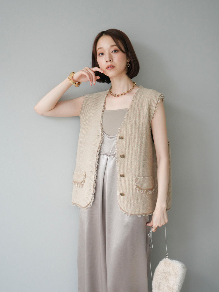 [予約]サテンビスチェオールインワン/グレージュ