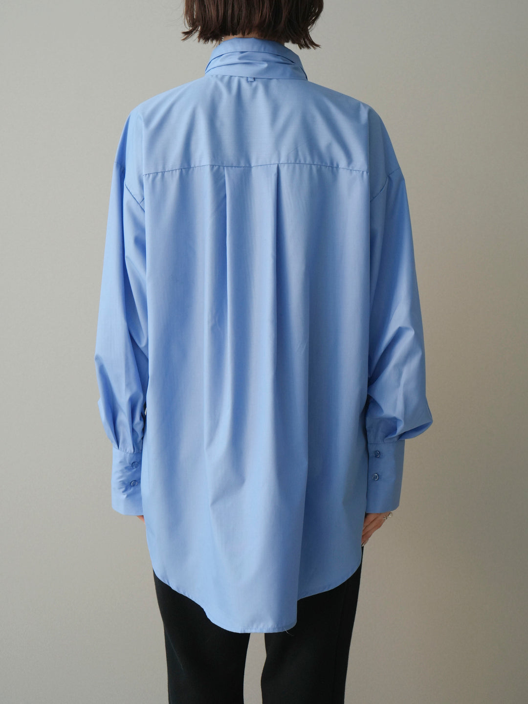 [予約]ボウタイ付オーバーシャツ/blue