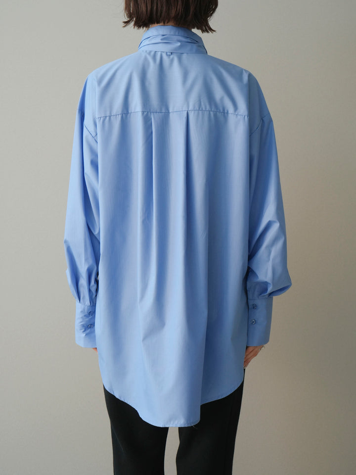 [予約]ボウタイ付オーバーシャツ/blue