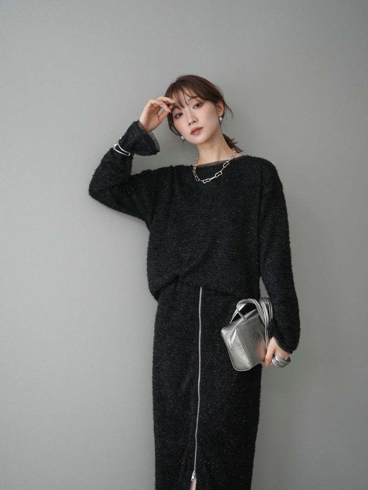 [予約]ラメシャギートップス/black