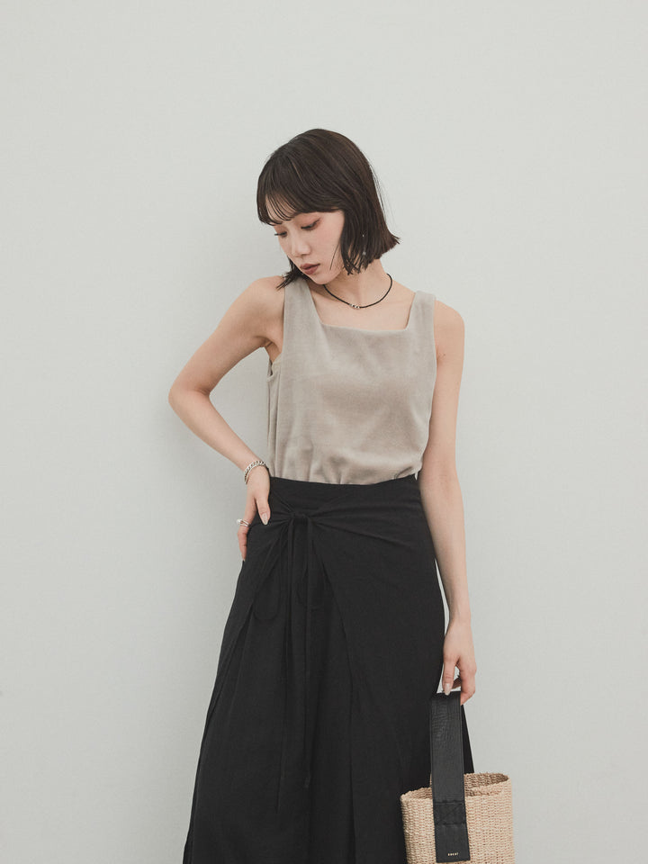 [預購] 方形天鵝絨背心/米白色