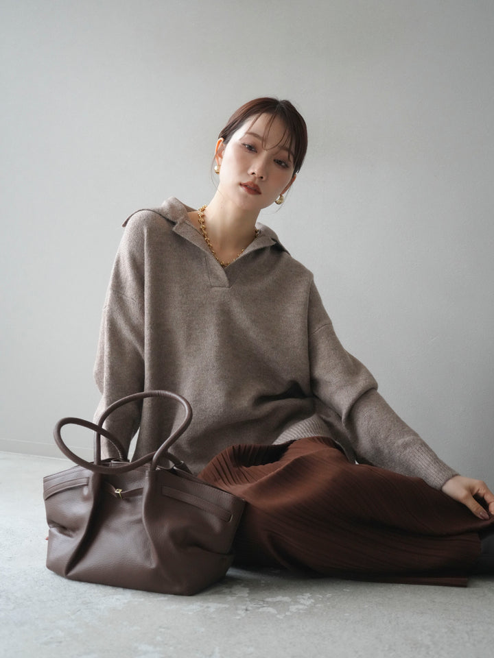 [予約]プリーツIラインスカート/brown