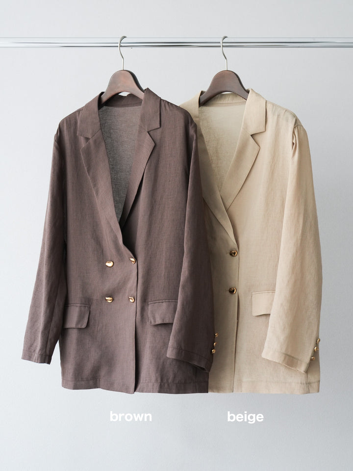 [SET] 金色扣環透視外套 + 滾邊花朵透視天鵝絨吊帶背心 + 繩紋腰帶麻感寬褲 (3 件套)