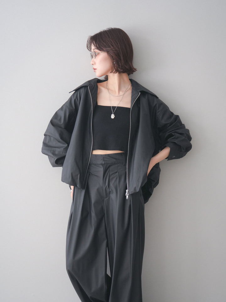 [予約]ウォッシャブルフェイクレザーバルーンジャケット/black