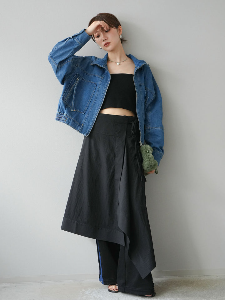 [予約]ZIPポケットデニムショートブルゾン/ブルー