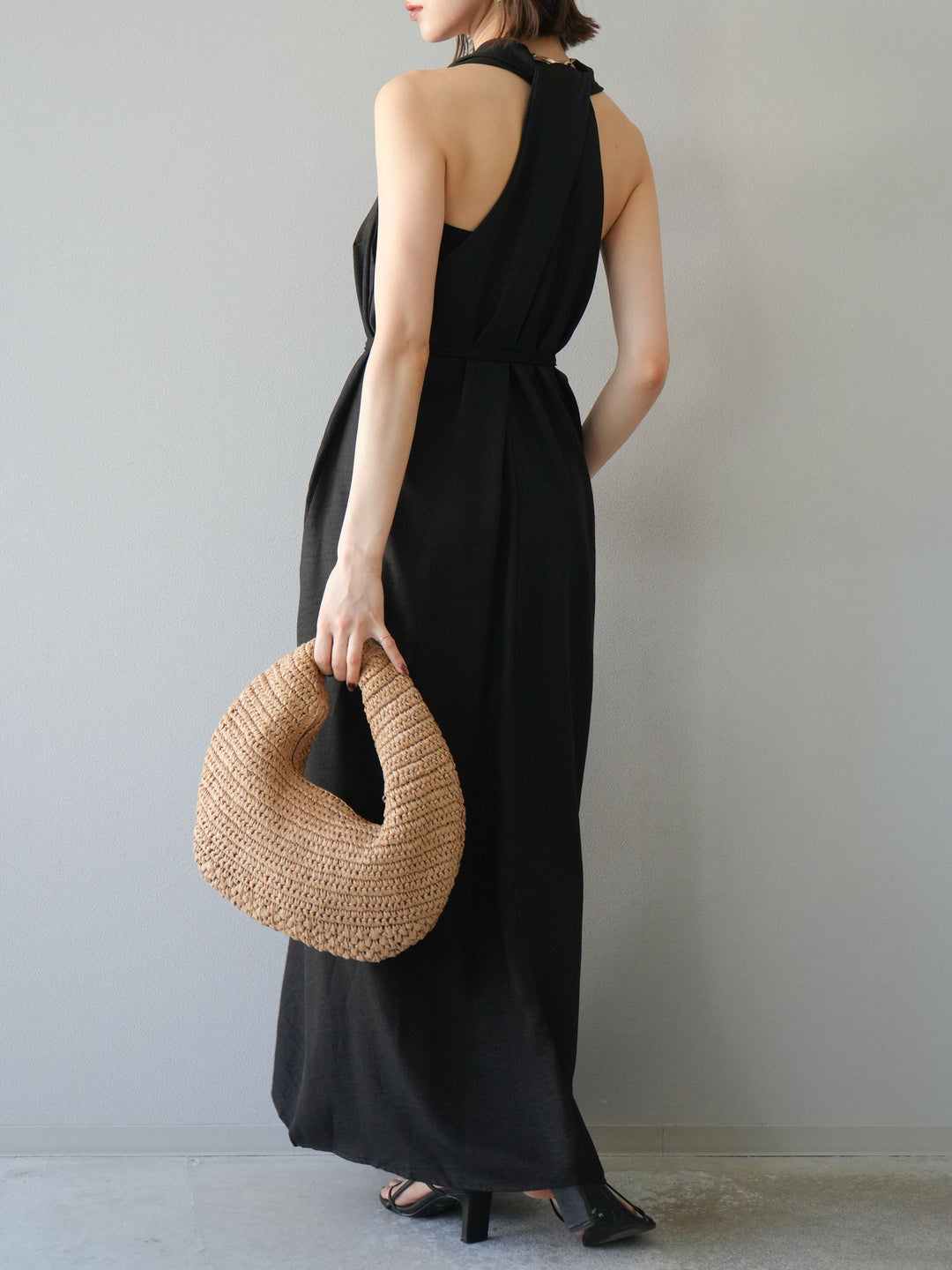 【預購】環形設計不均勻染色洋裝/黑色