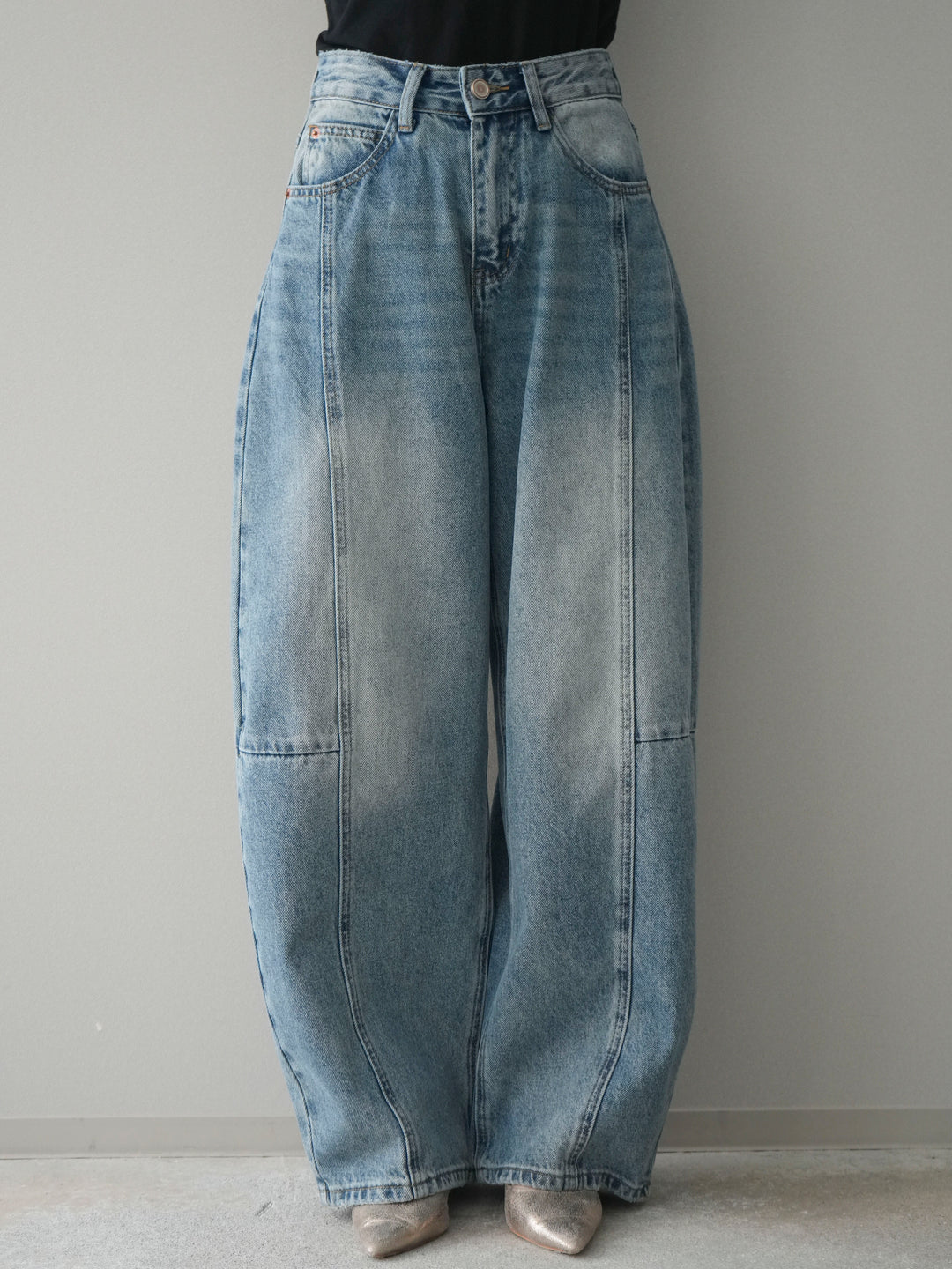 [予約]ガーメントウォッシュカーブデニムパンツ/lightblue