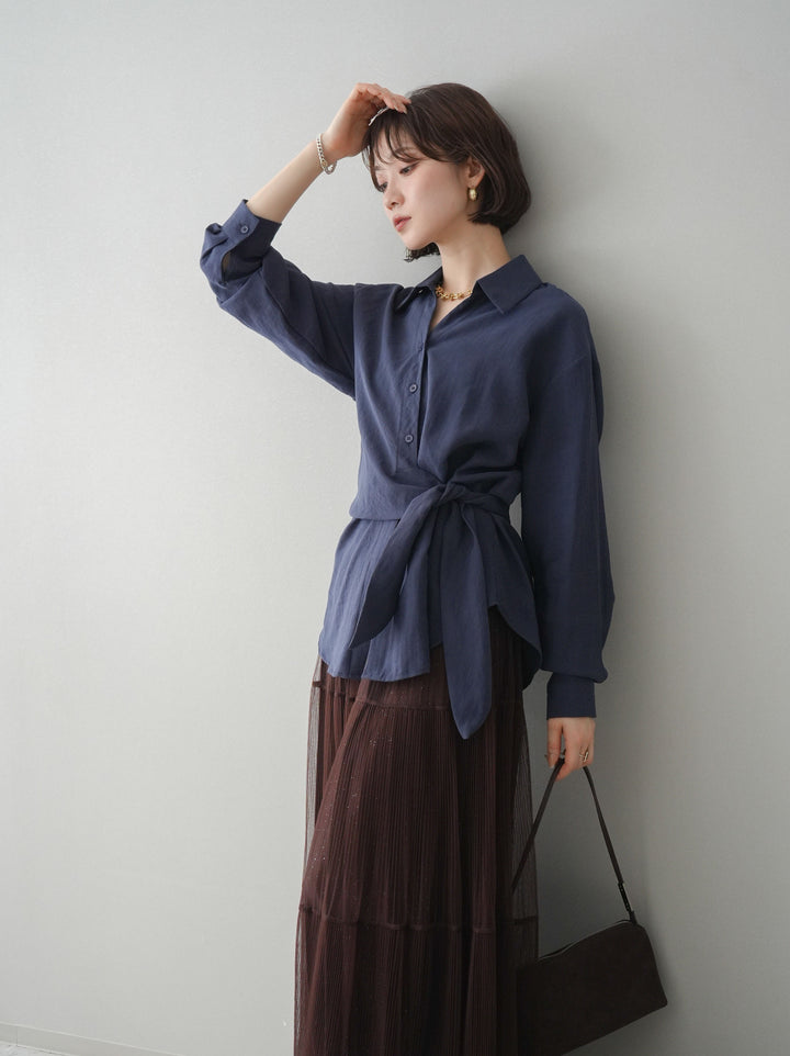 [予約]フロントアシンメトリーブラウス/blue