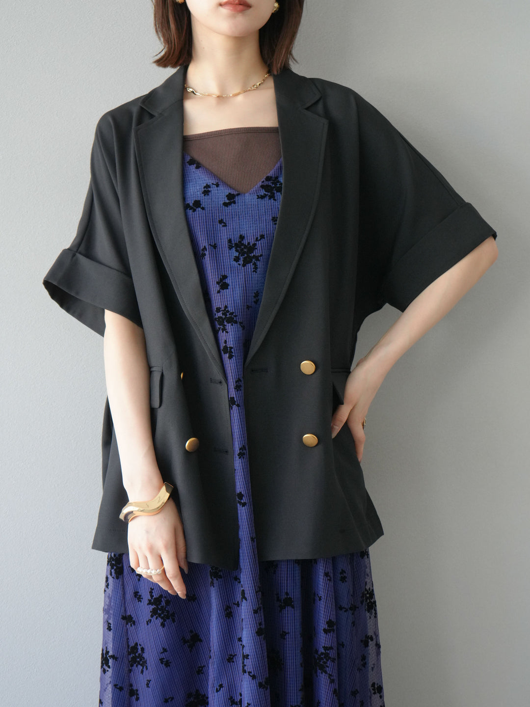 [予約]フロッキーチュールレイヤードベロアキャミワンピース/パープル