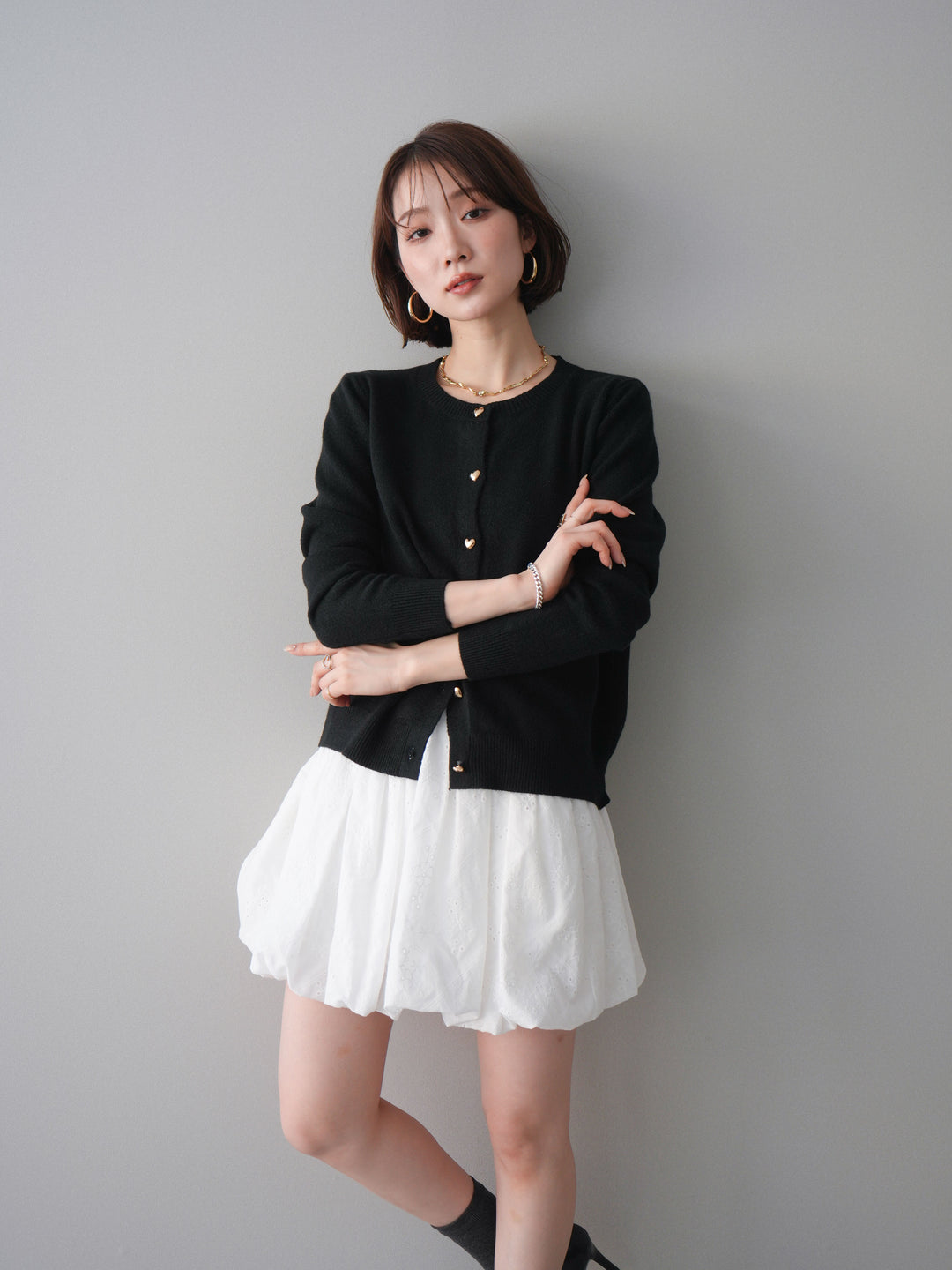 [SET]ハートボタンニットカーディガン+ハートボタンニットカーディガン(2set)