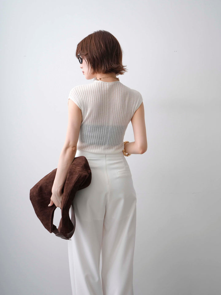 [予約]シアーリブフレンチニットトップス/white