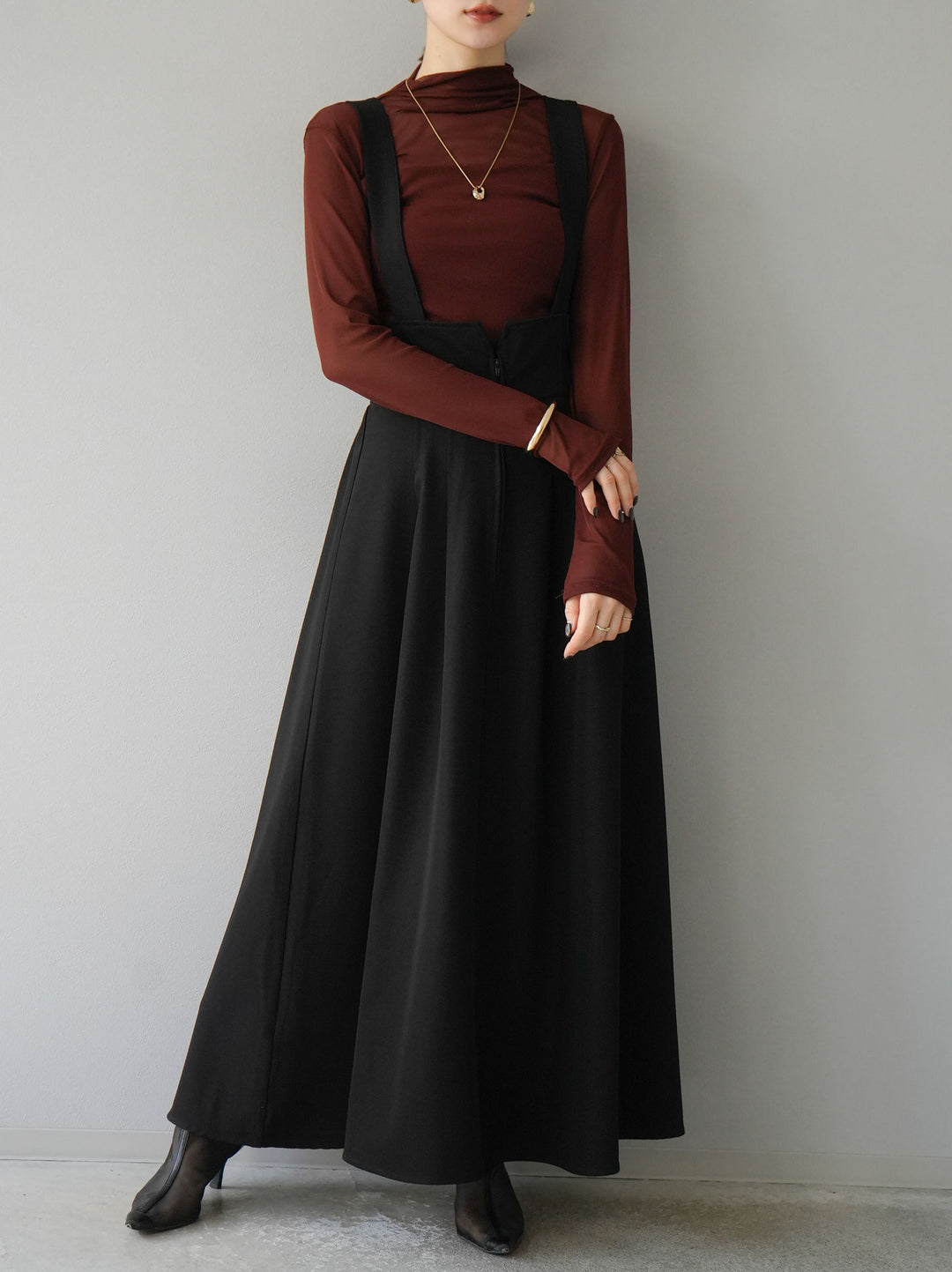 [SET]シアー切替ストレッチ長袖トップス+シアー切替ストレッチトップス(2set)