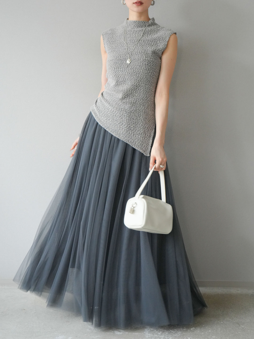 [予約]チュールボリュームスカート/グレー