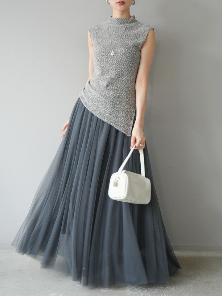 [予約]チュールボリュームスカート/グレー