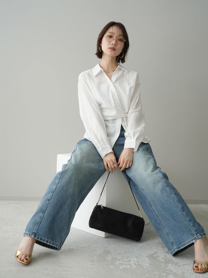 [予約]フロントアシンメトリーブラウス/white