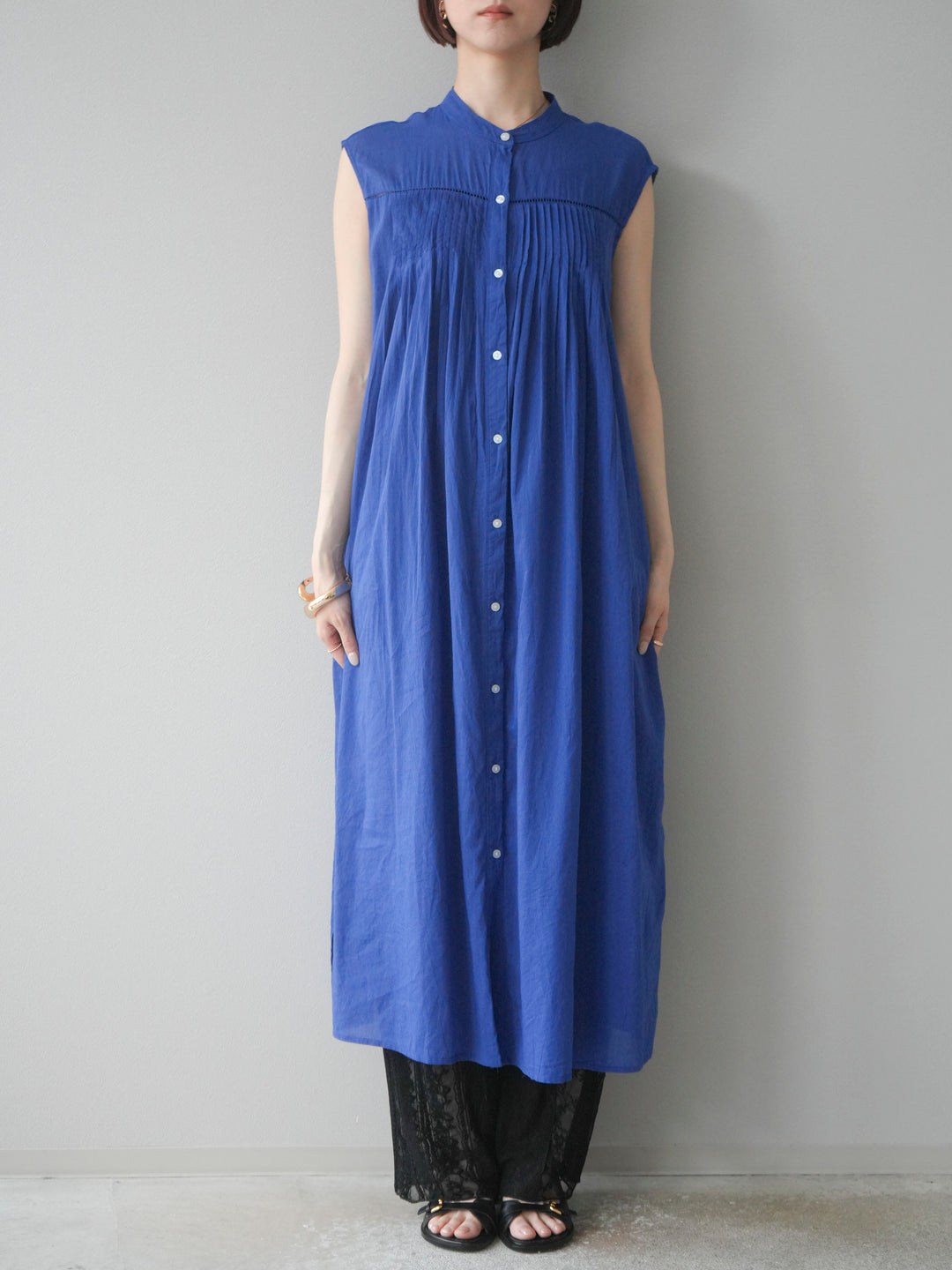 [予約]インド製コットンボイルワンピース/ロイヤルブルー