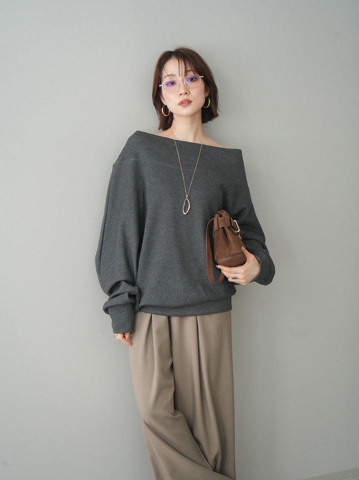 [SET]アシンメトリーオフショルポンチプルオーバー+アシンメトリーオフショルポンチプルオーバー(2set)