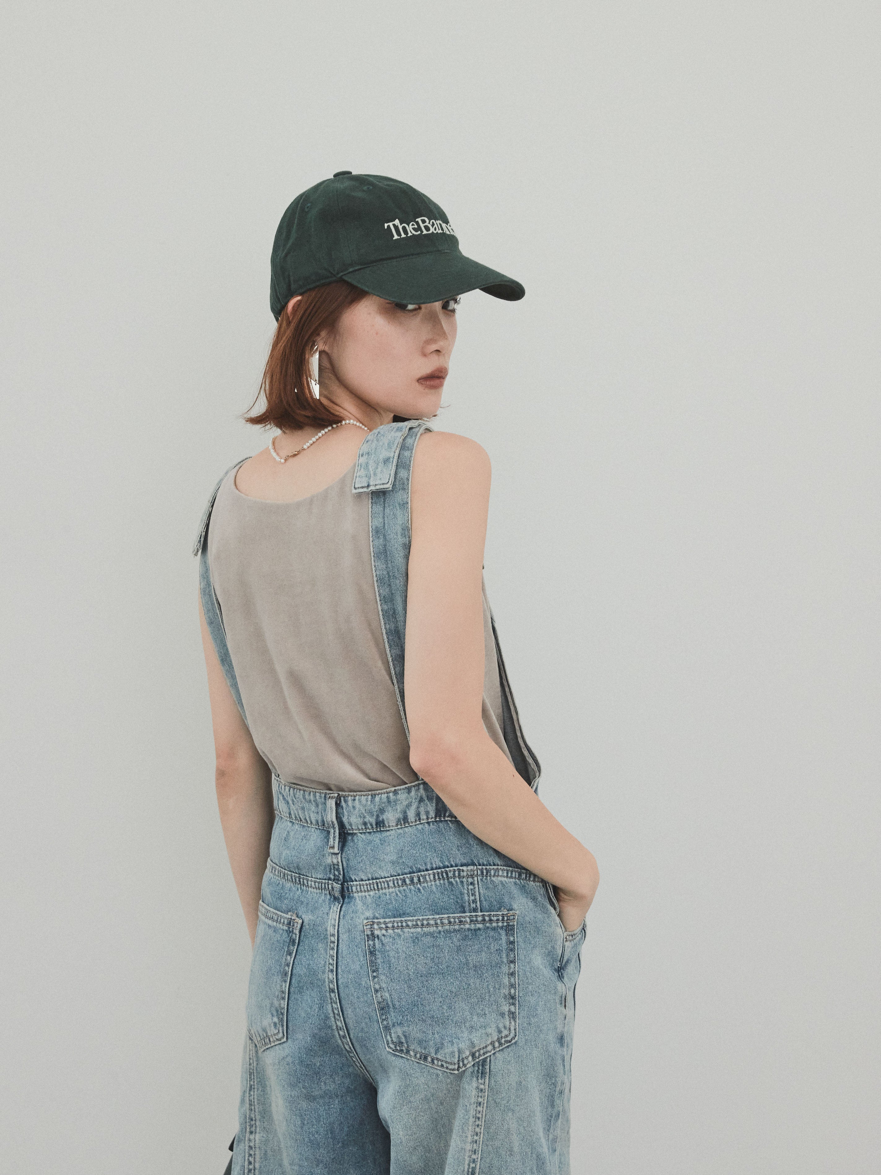 デニム　サロペット フロントジップストラップデザインデニムサロペット – ESICA