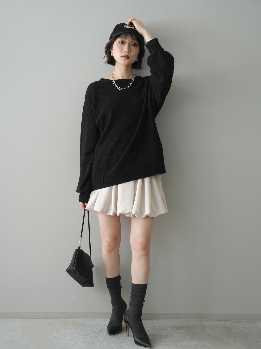 [予約]サテンバルーンミニスカート/ivory