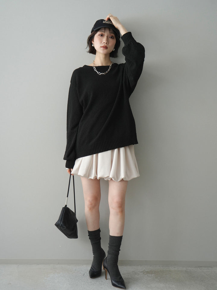 [予約]サテンバルーンミニスカート/ivory