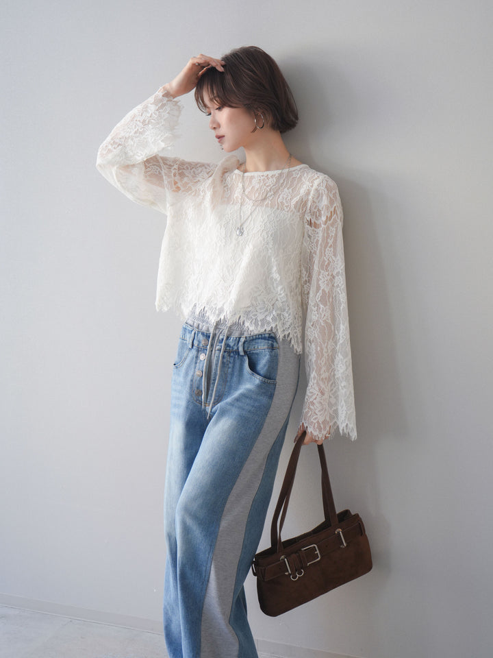 [SET]2WAYスリーブレーストップス+2WAYスリーブレーストップス(2set)