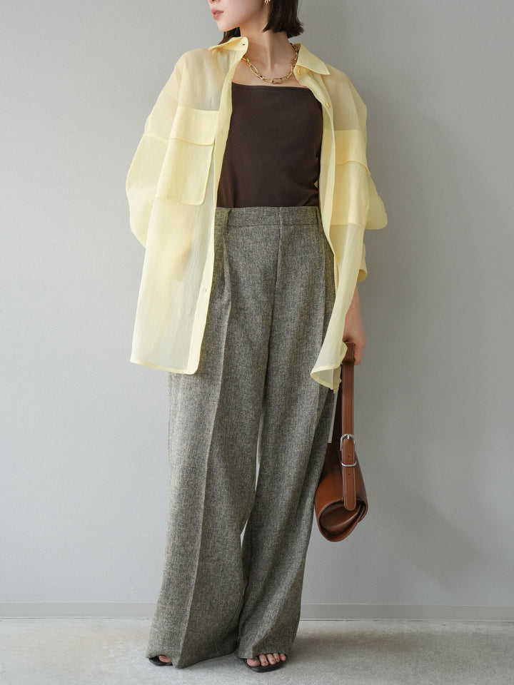 [予約]ミックスツイードタックパンツ/ブラウン