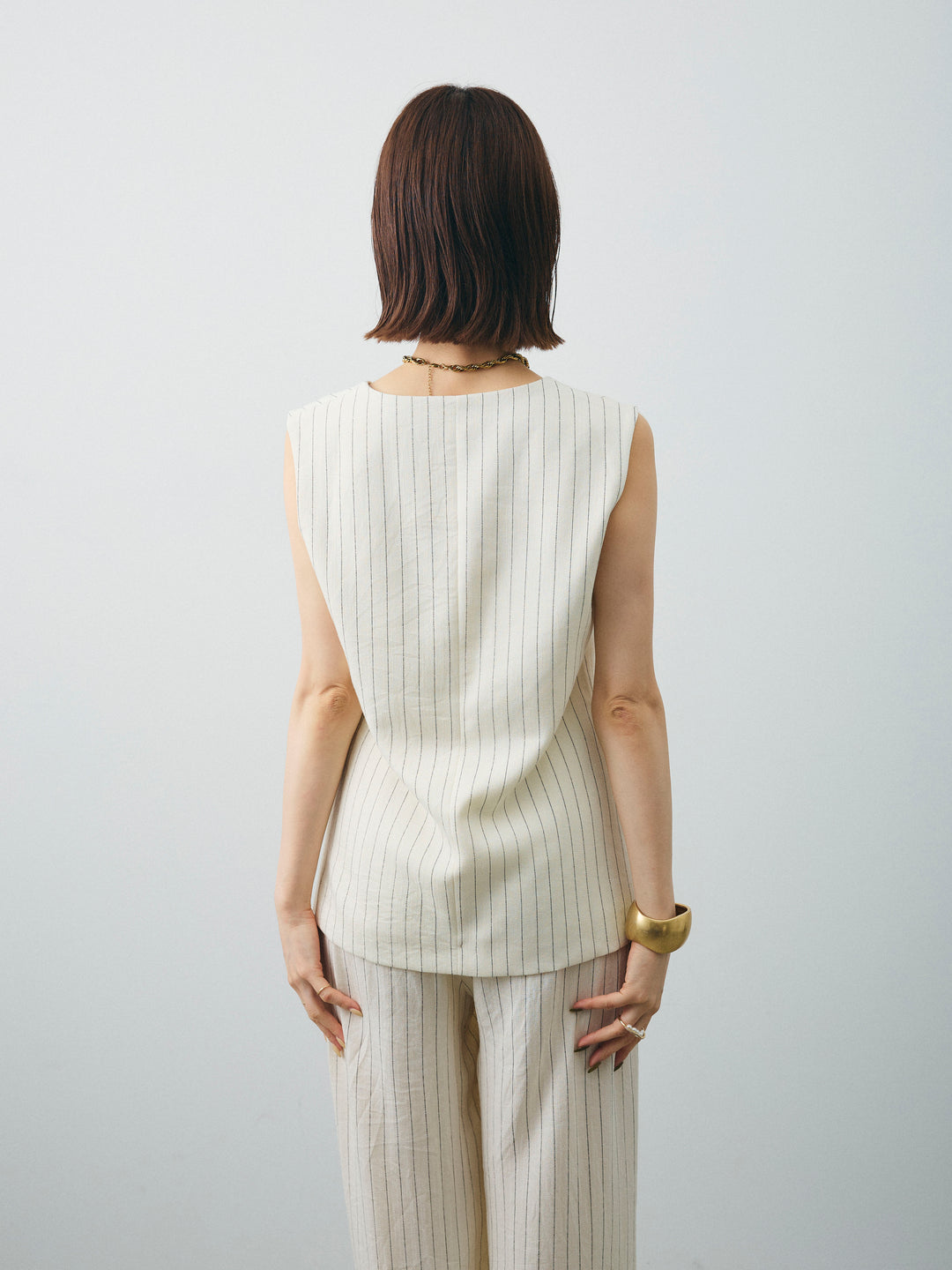 [SET] 條紋背心＆寬褲SET UP（2件套）