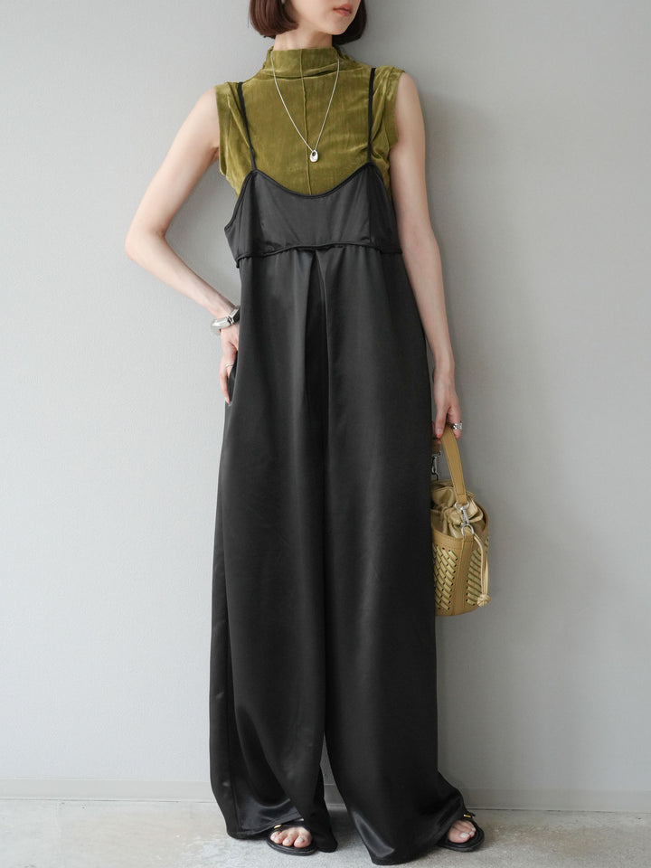 [予約]シアーベロアプチネックノースリーブトップス/カーキ