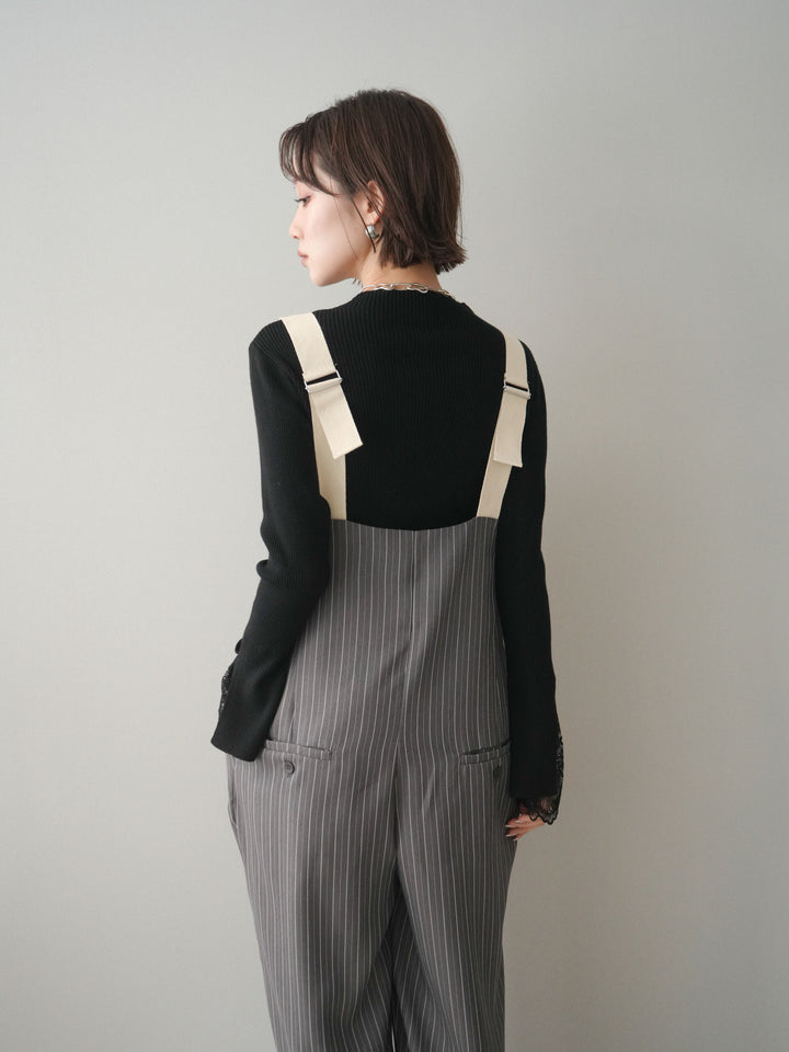 [予約]袖スカラップレースオフネックニットトップス/ivory