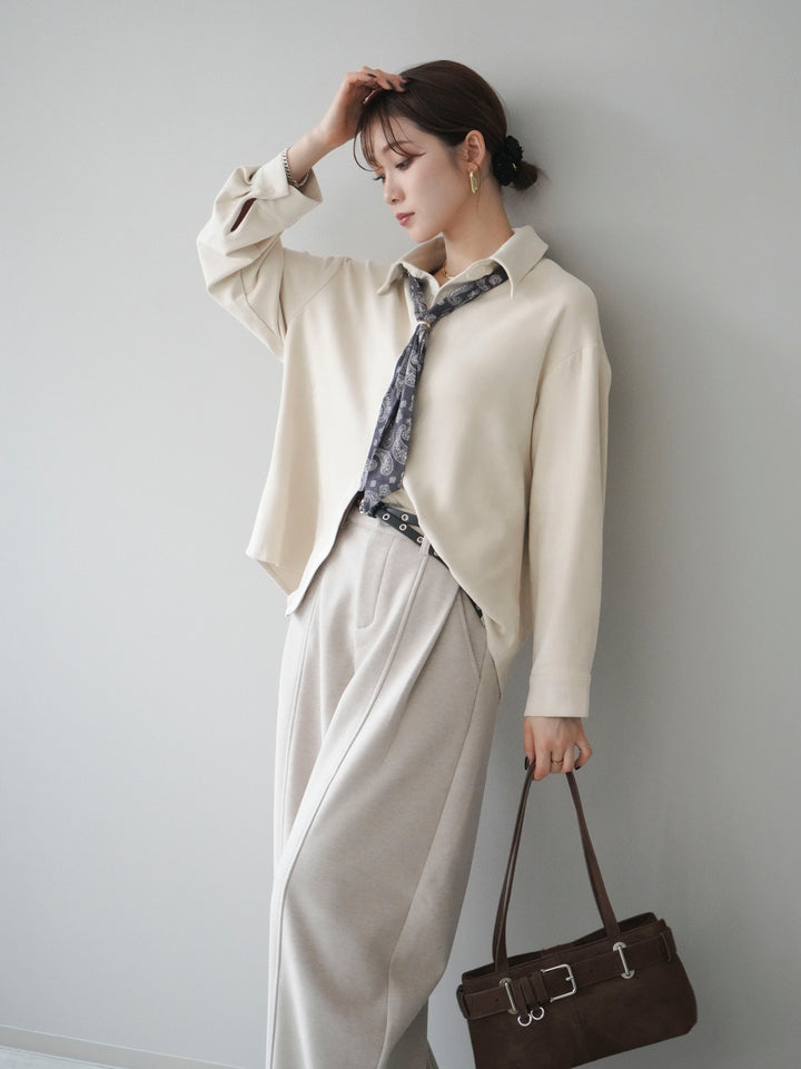 [予約]スカーフ付きスエードシャツ/ivory