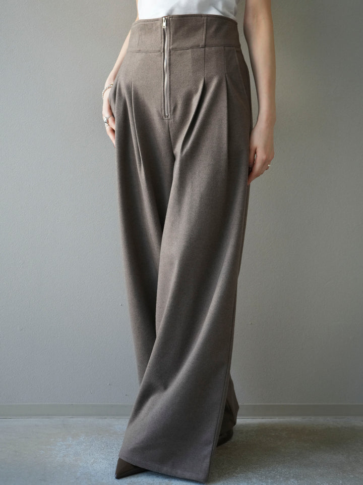[予約]ウールタッチフロントジップパンツ/mocha