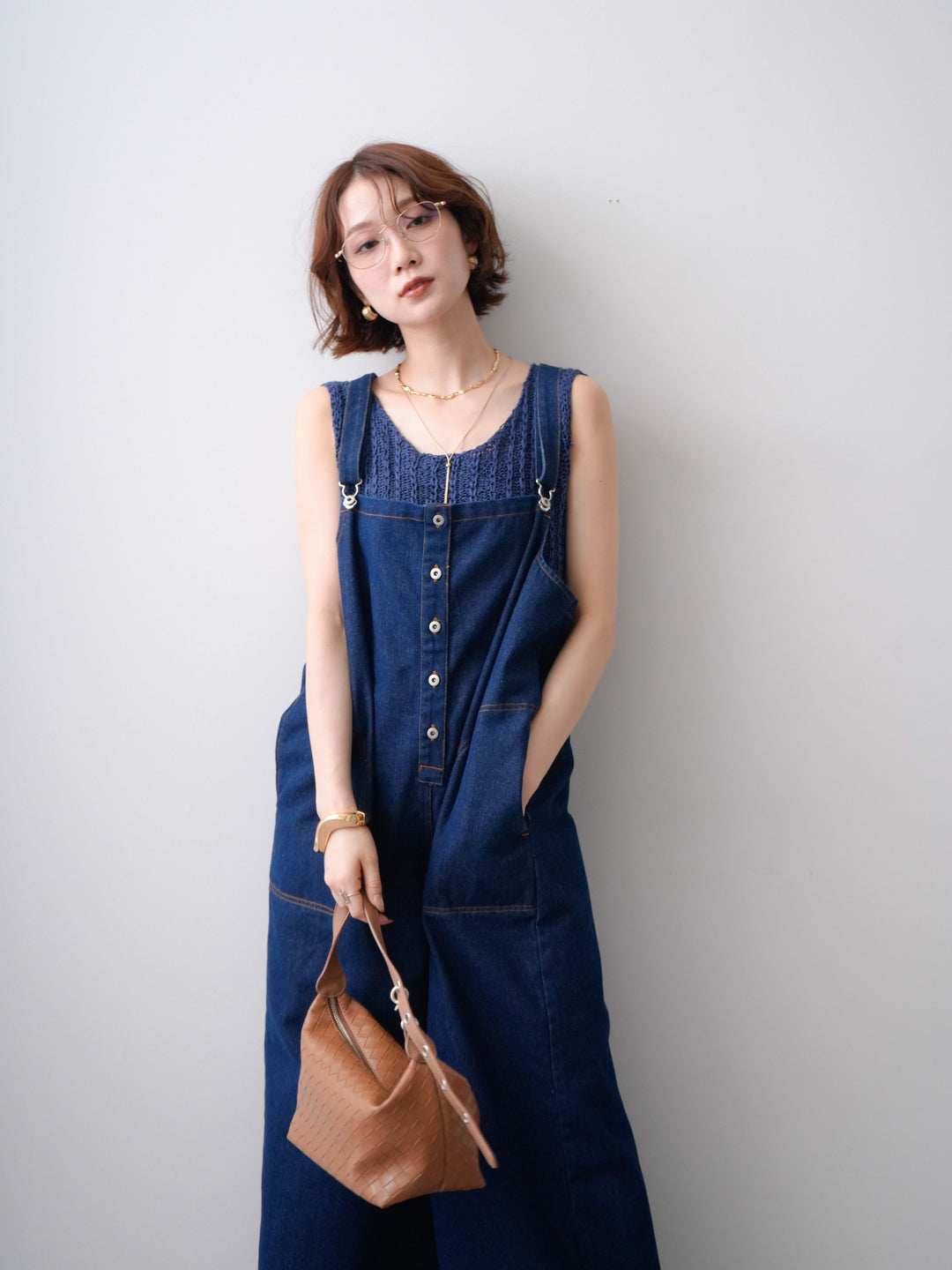 [予約]オーバーシルエットデニムオールインワン/indigo