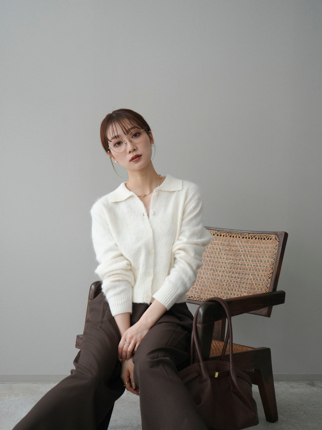 [SET]モヘア衿付きボタンプルオーバー+モヘア衿付きボタンプルオーバー(2set)