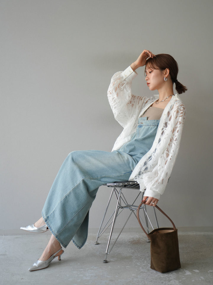 【預購】不對稱牛仔洋裝/奶白色