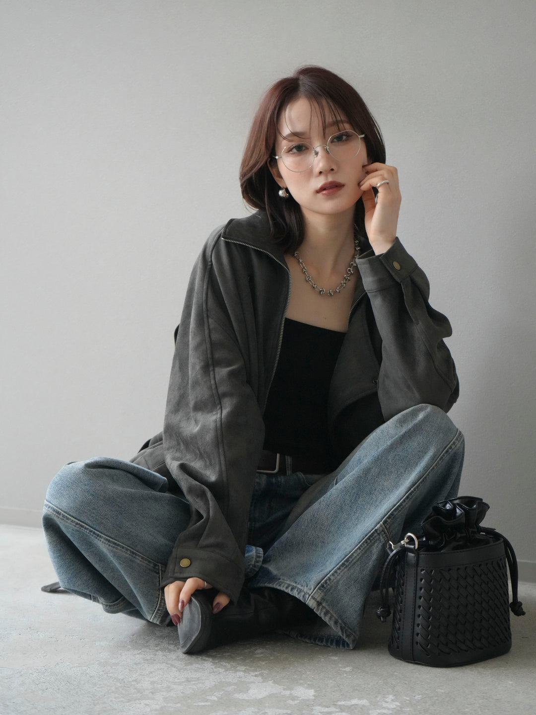 [予約]スエードライダースミドルジャケット/black