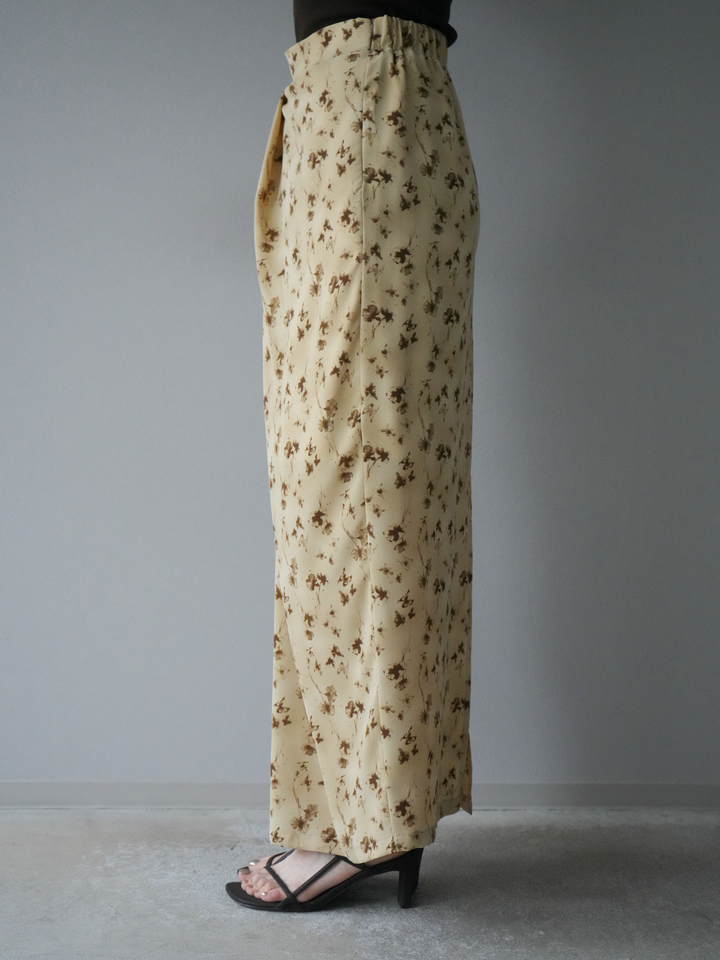 [予約]フラワーモチーフタックIラインスカート/ベージュ