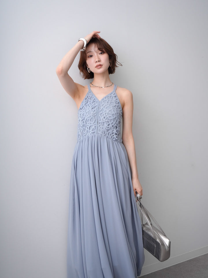 [予約]クロシェシフォンキャミワンピース/lightblue