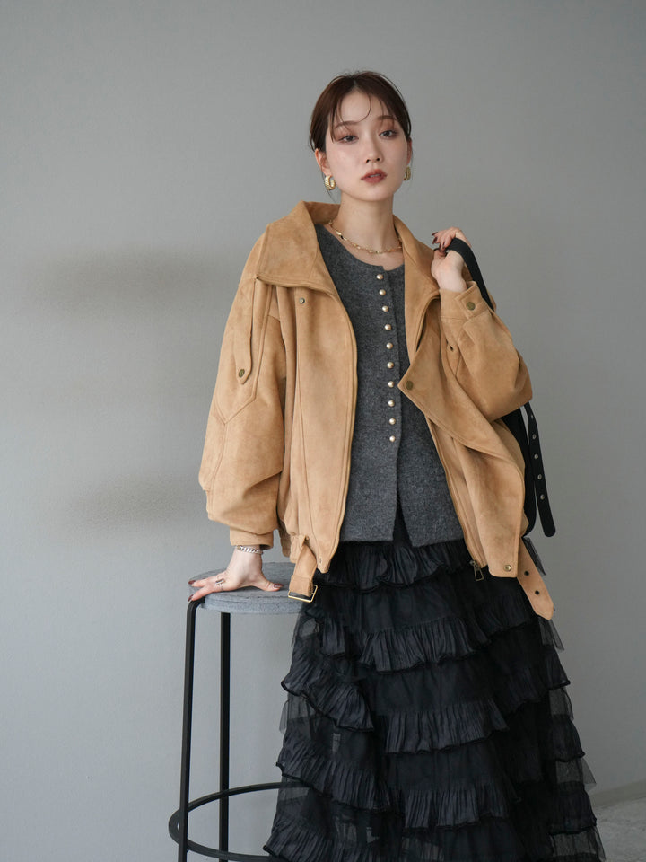 [予約]スエードライダースジャケット/ベージュ