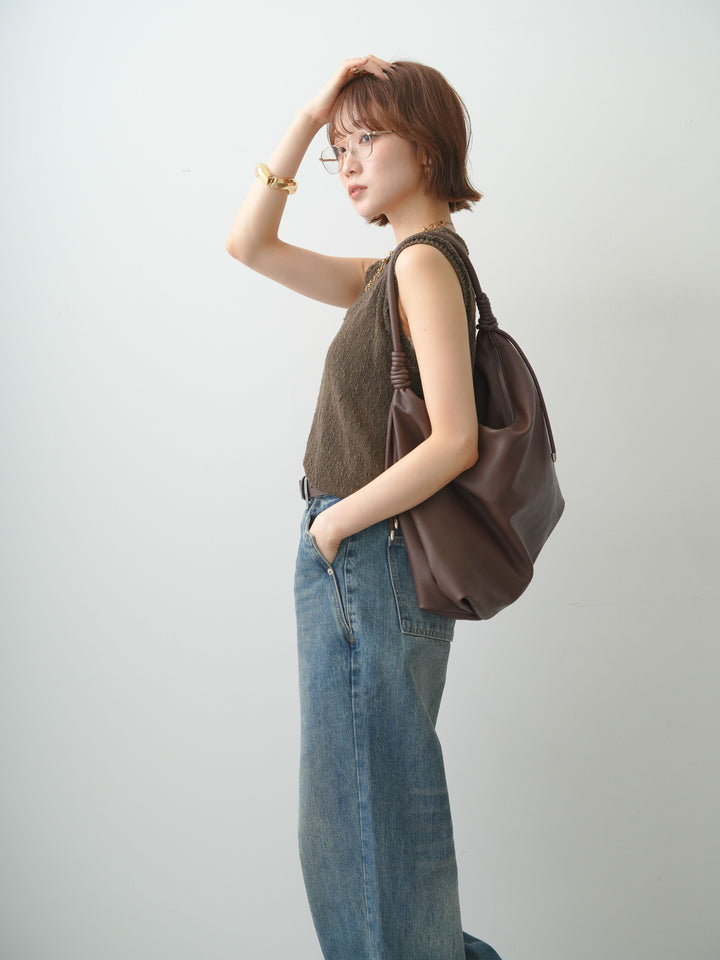 [予約]アウトリンキングノースリニットトップス/brown
