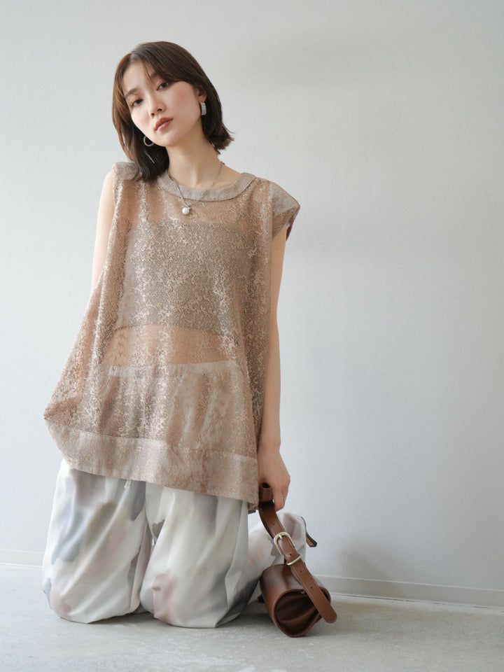 [予約]シャイニーレースプルオーバー/ブラウン